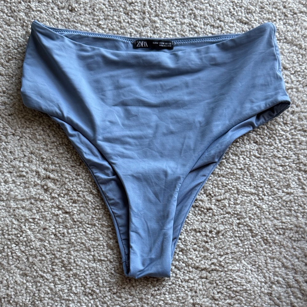 Zara Soft Blue High-Waisted Bikini Bottom